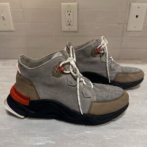 Sorel Gray and Brown High-Top Sneakers